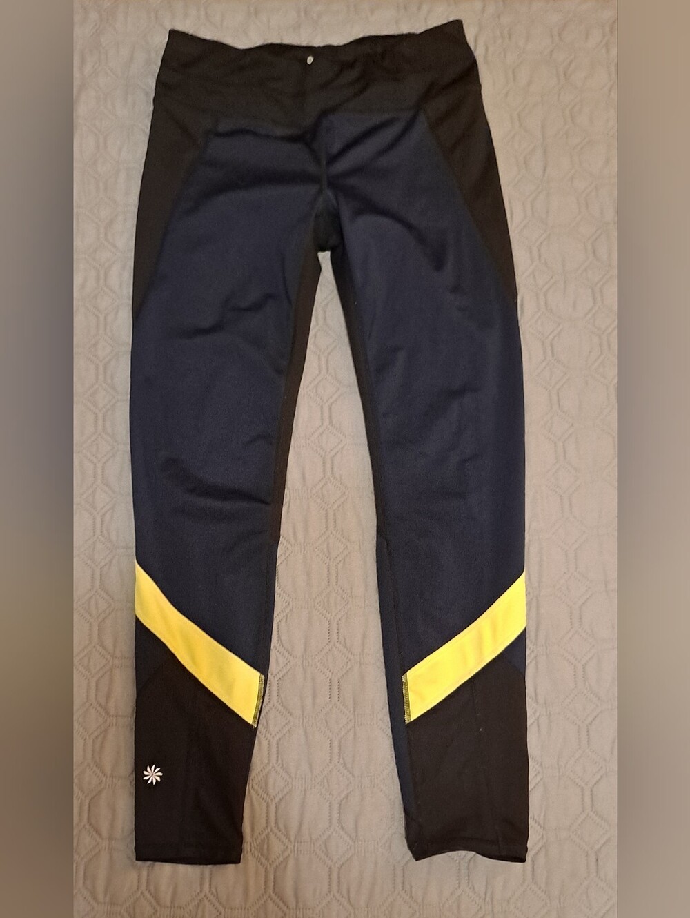 Athleta Womens Leggings Blue Black Yellow Sz MT